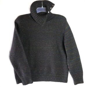 Karen Scott Size S Sweater Knit Top Pull Over Wool Blend Padded Shoulders Gray